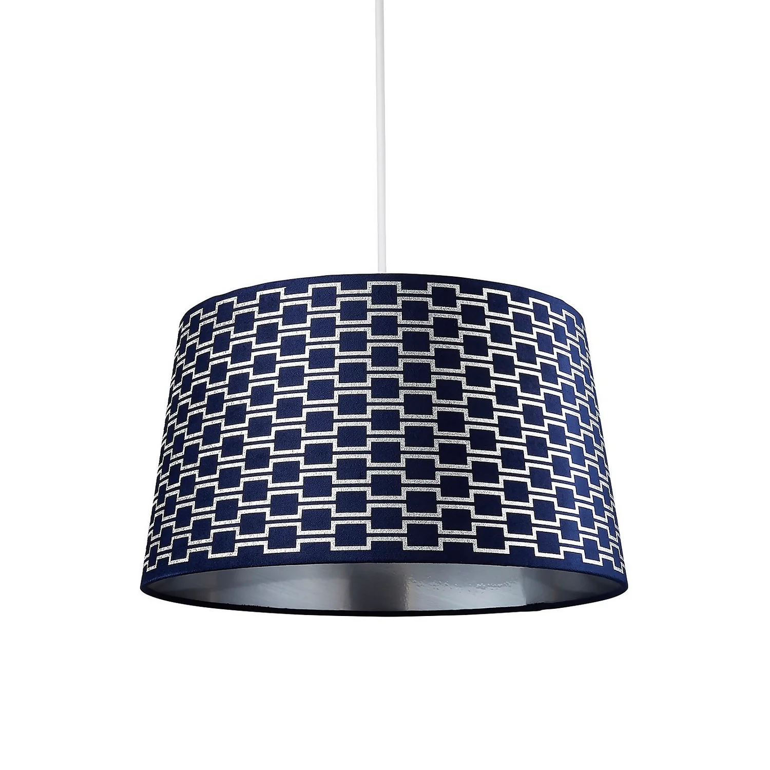 Mia Velvet 43cm Patterned Lamp Shade - Navy - Image 3