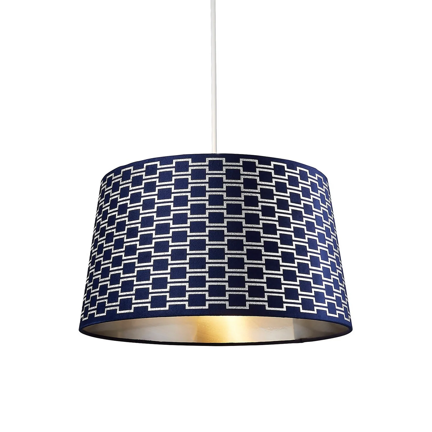 Mia Velvet 43cm Patterned Lamp Shade - Navy - Image 2