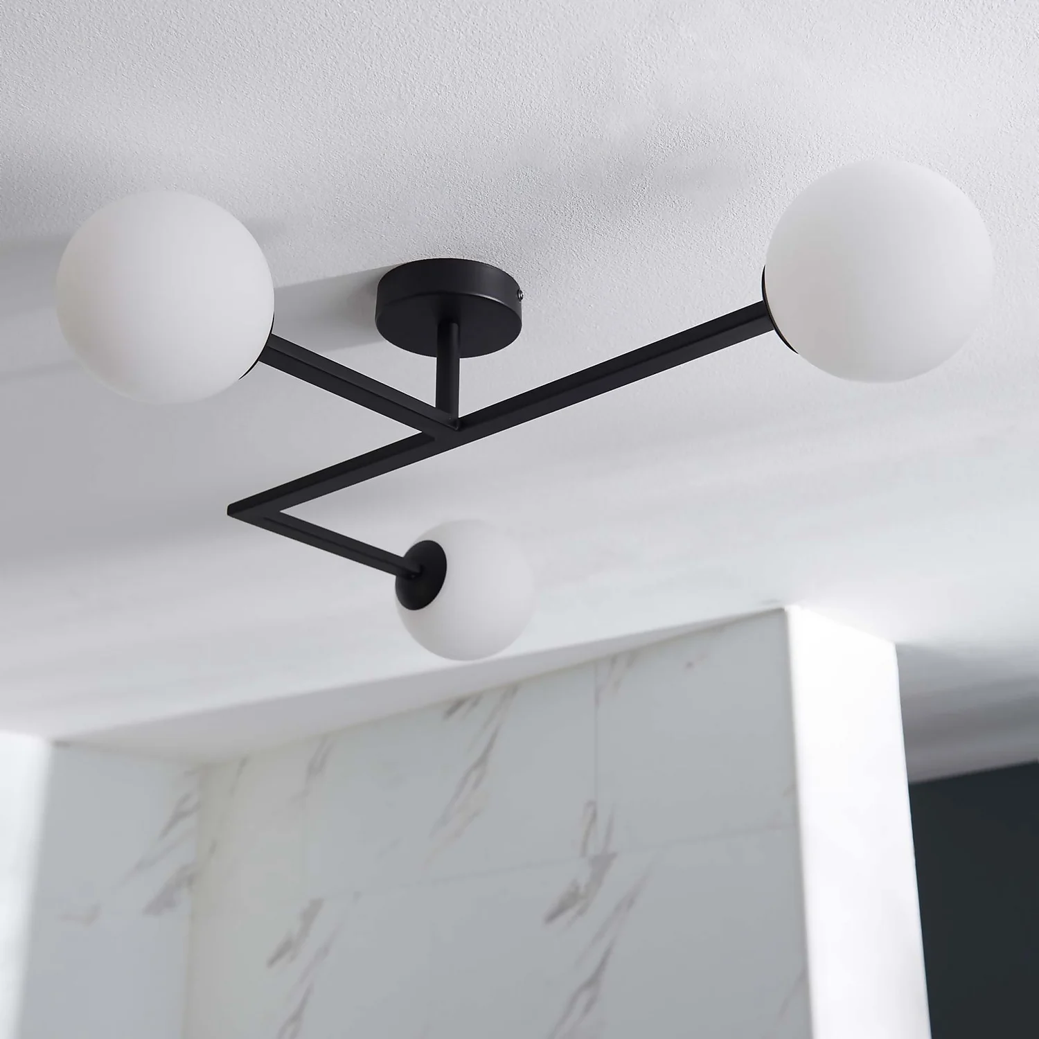 Hawkhill Bathroom Semi Flush Light - 3lt Black - Image 5