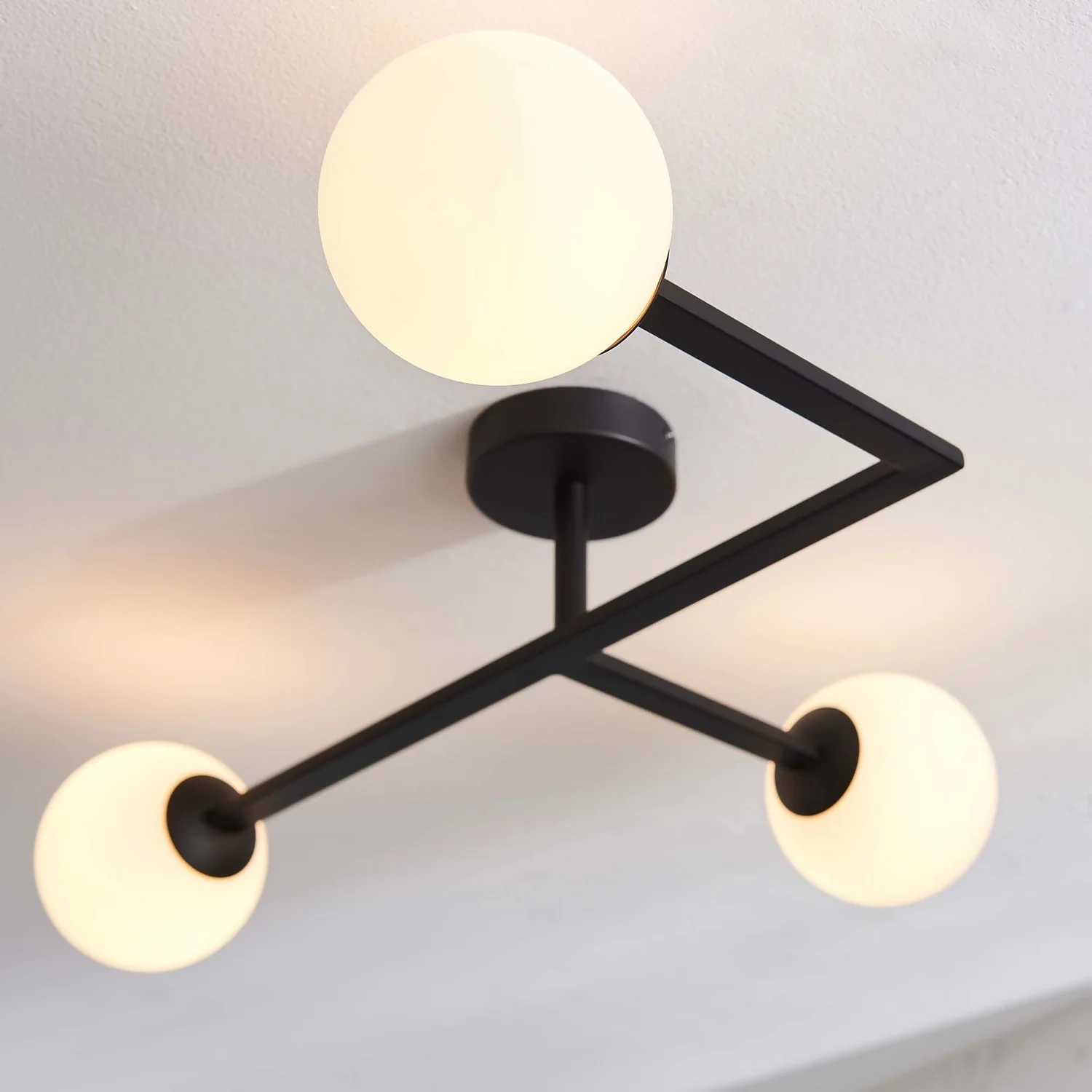 Hawkhill Bathroom Semi Flush Light - 3lt Black - Image 6