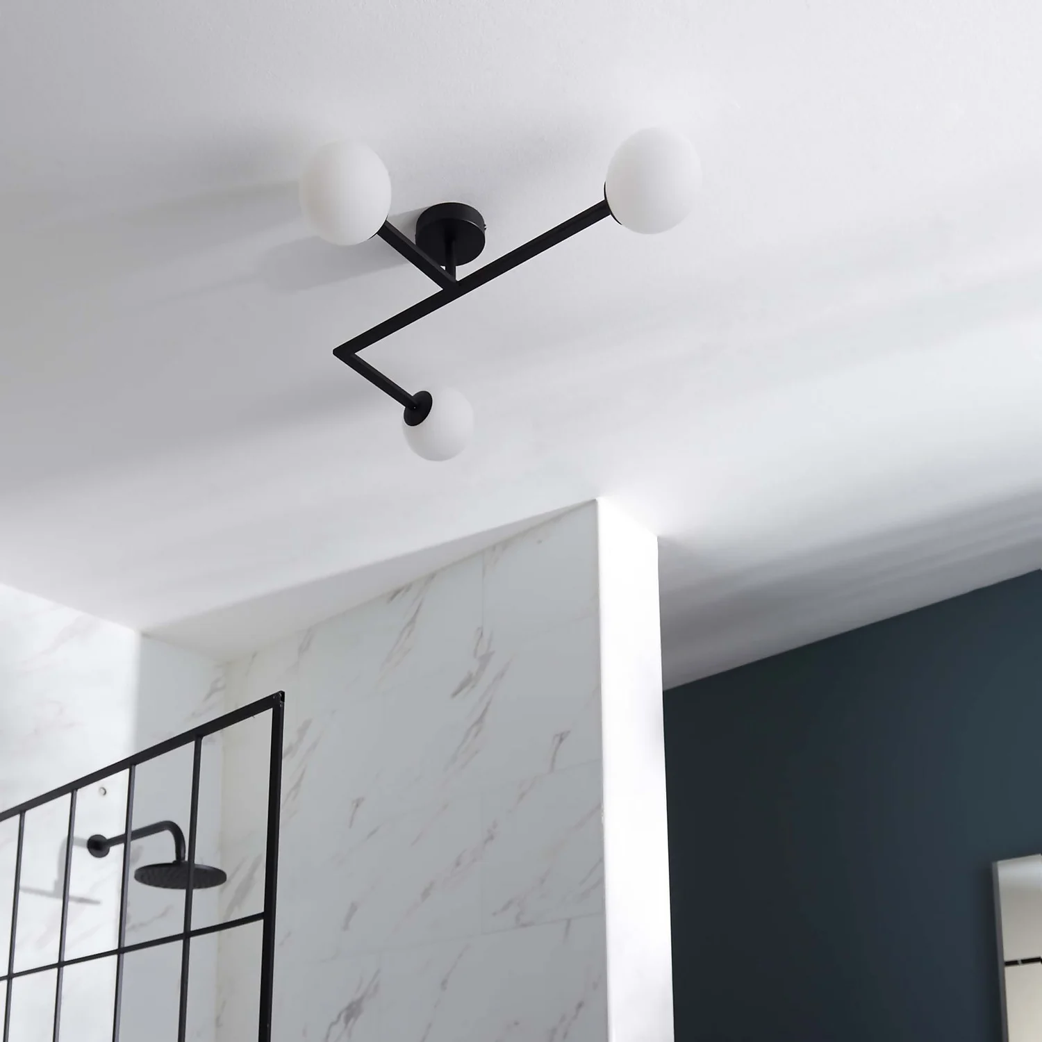 Hawkhill Bathroom Semi Flush Light - 3lt Black - Image 4