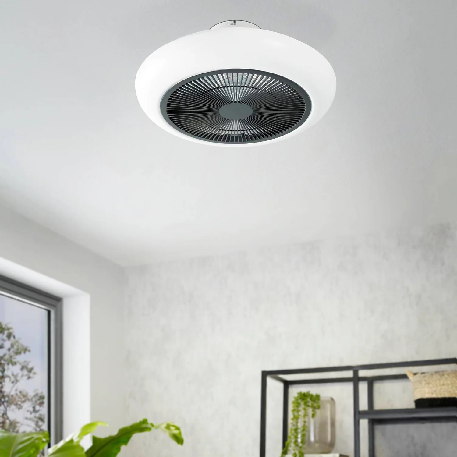 EGLO Sayulita Ceiling Light With Fan - White & Black