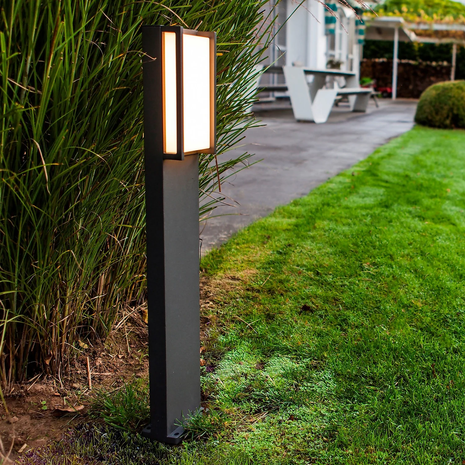 Lutec Qubo LED Outdoor Bollard Light - Anthracite