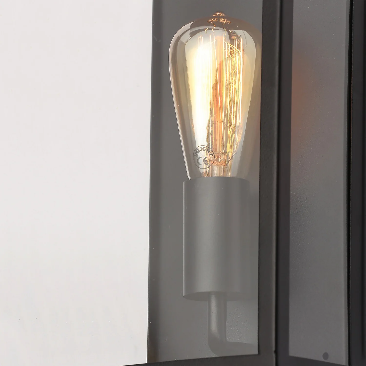 Minerva Outdoor Box Lantern Wall Light - Black - Image 4