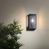 Minerva Outdoor Box Lantern Wall Light - Black