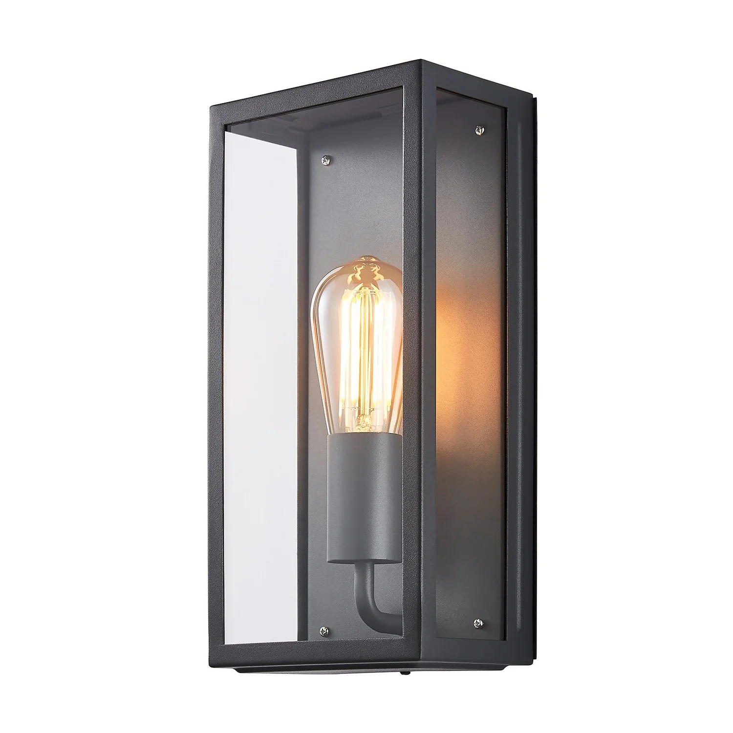 Minerva Outdoor Box Lantern Wall Light - Black - Image 2