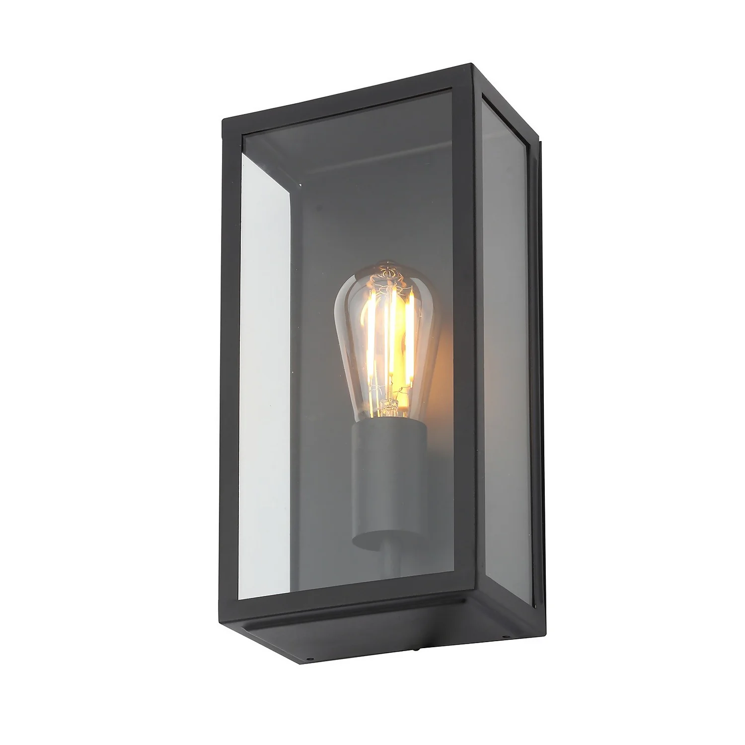 Minerva Outdoor Box Lantern Wall Light - Black - Image 3