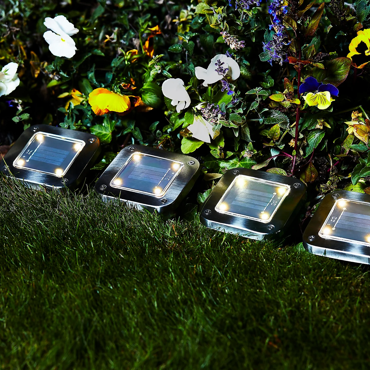 Homebase Edit Square Solar Uplighters - Pack Of 4