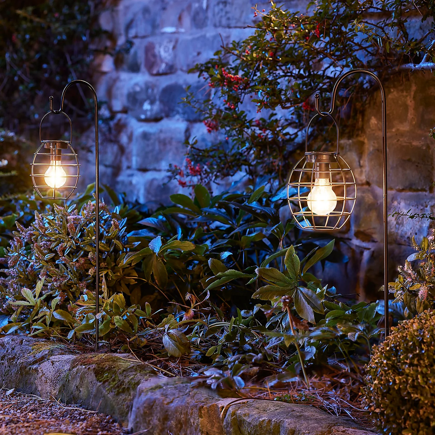 Homebase Edit Solar Hanging Cage Lights - Pack Of 2