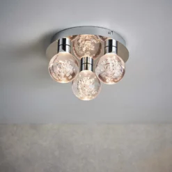 Leoch Bathroom Flush Ceiling Light - Chrome Effect