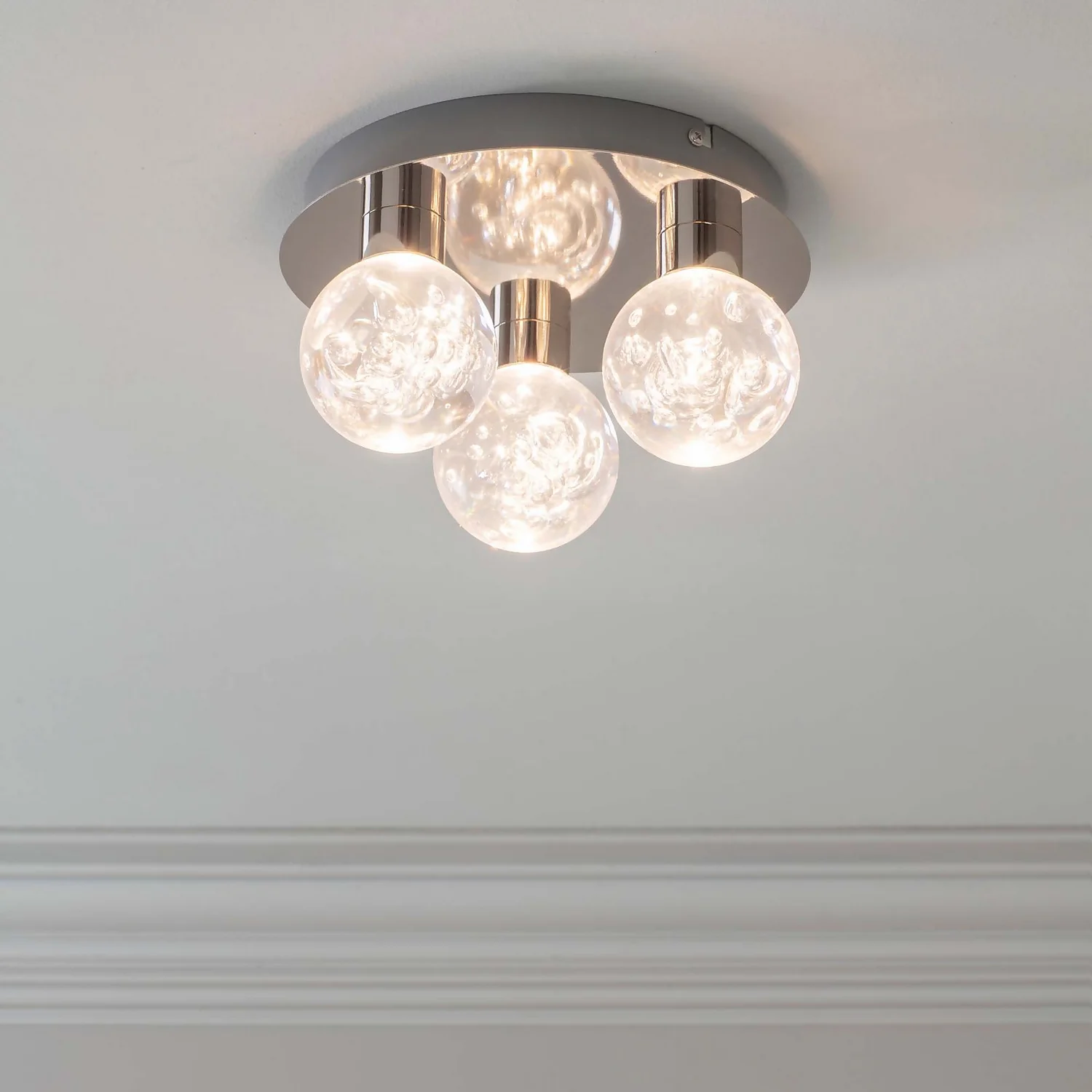 Leoch Bathroom Flush Ceiling Light - Chrome Effect - Image 4