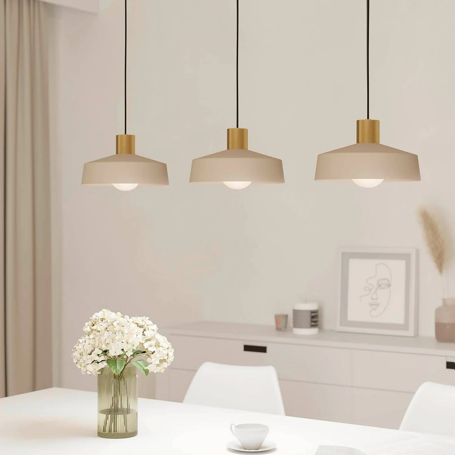 Eglo Valdiola 3 Lamp Diner Bar Light - Brushed Sand