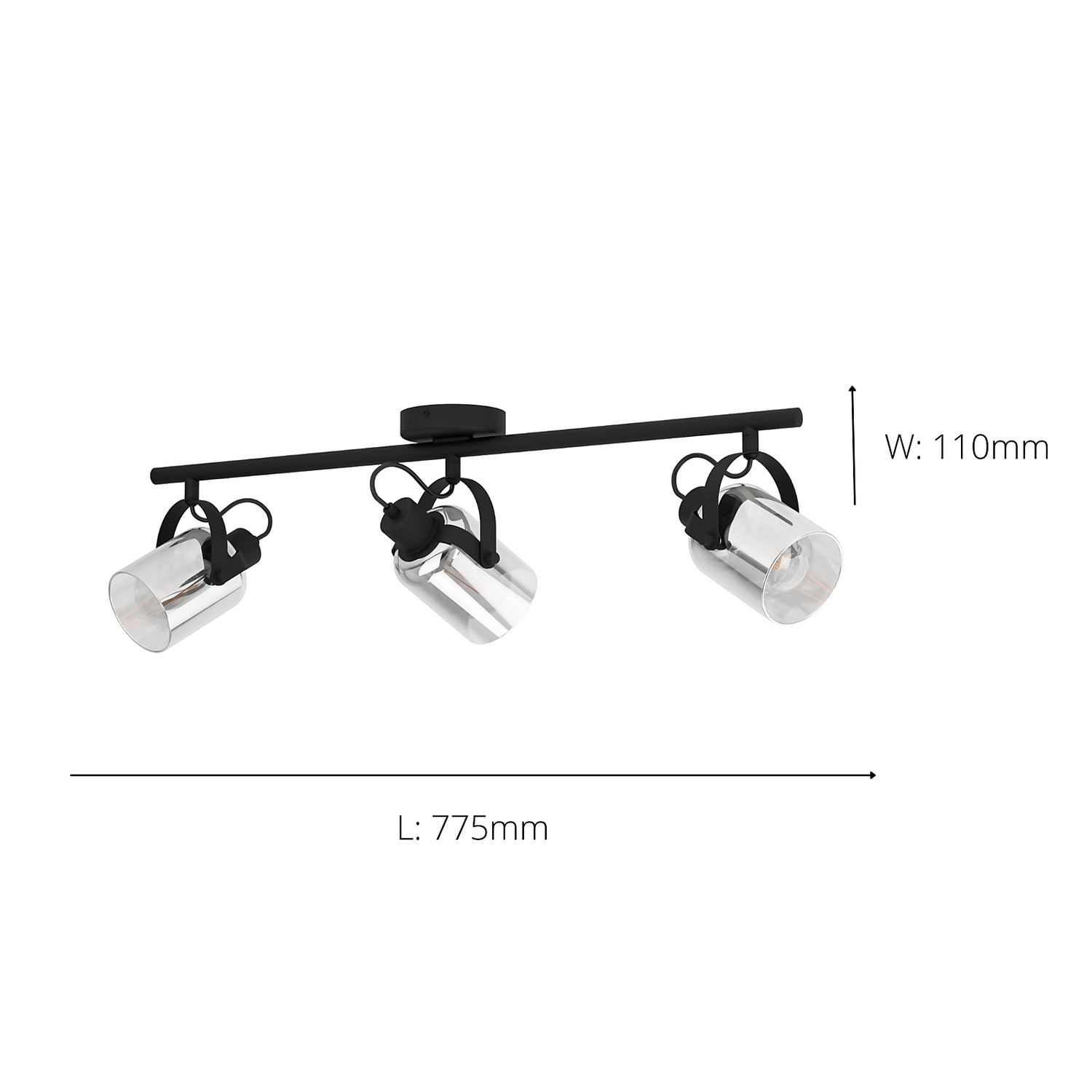 Eglo Berregas 3 Lamp Spotlight - Black & Transparent - Image 5