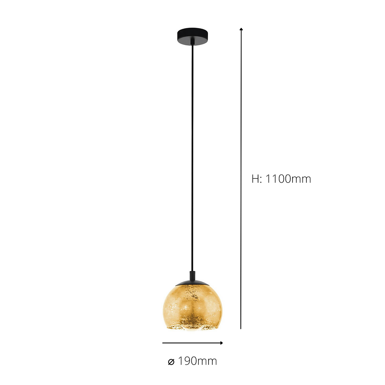 Eglo Albaraccin Pendant Ceiling Light - Black & Gold - Image 4