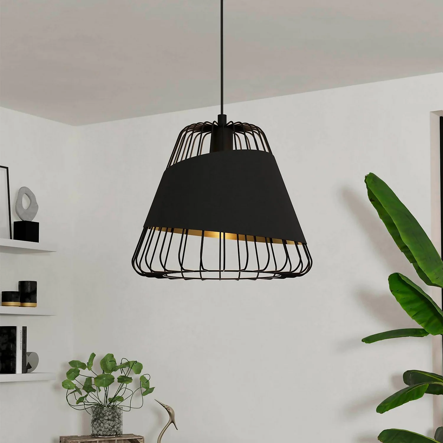 Eglo Austell Pendant Ceiling Light - Black & Gold