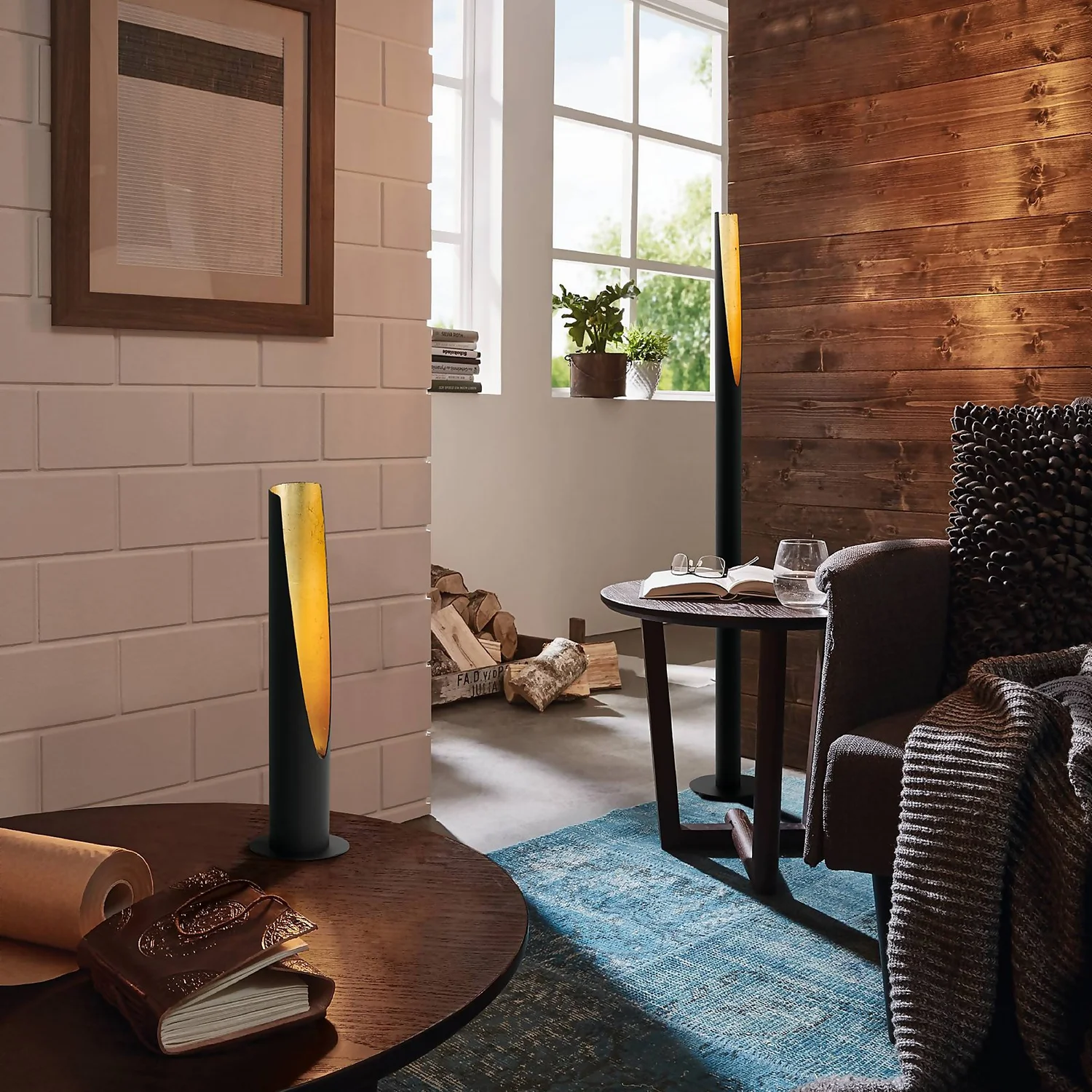 Eglo Barbotto Floor Lamp - Black & Gold - Image 3