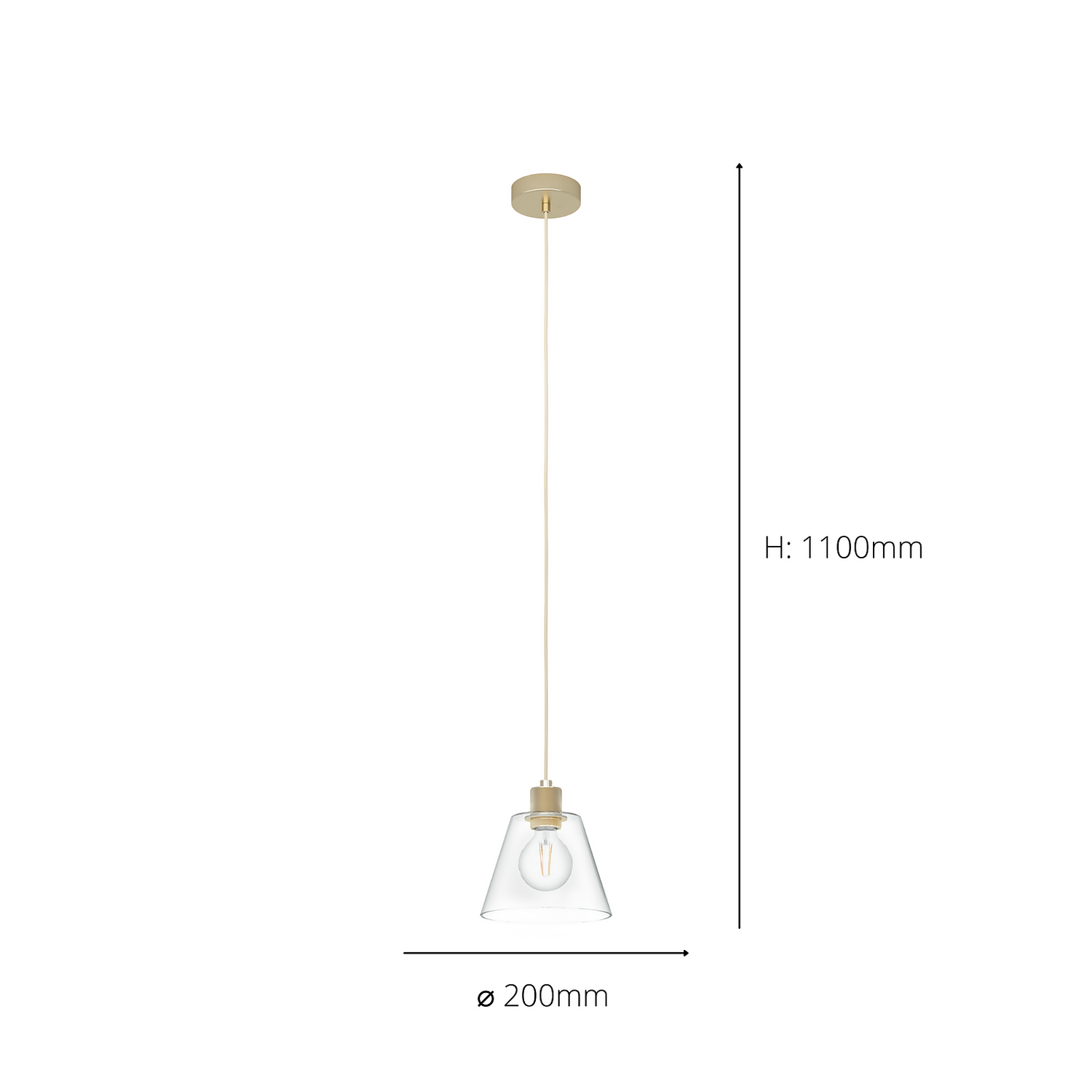 Eglo Copley Pendant Ceiling Light - Soft Gold & Clear - Image 4