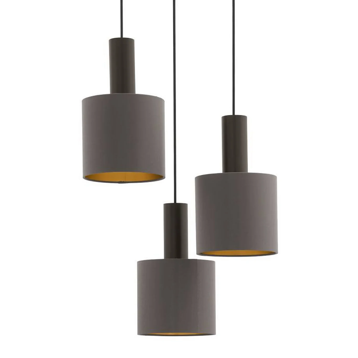Eglo Concessa 1 3 Lamp Pendant Ceiling Light - Cappuccino & Gold - Image 4
