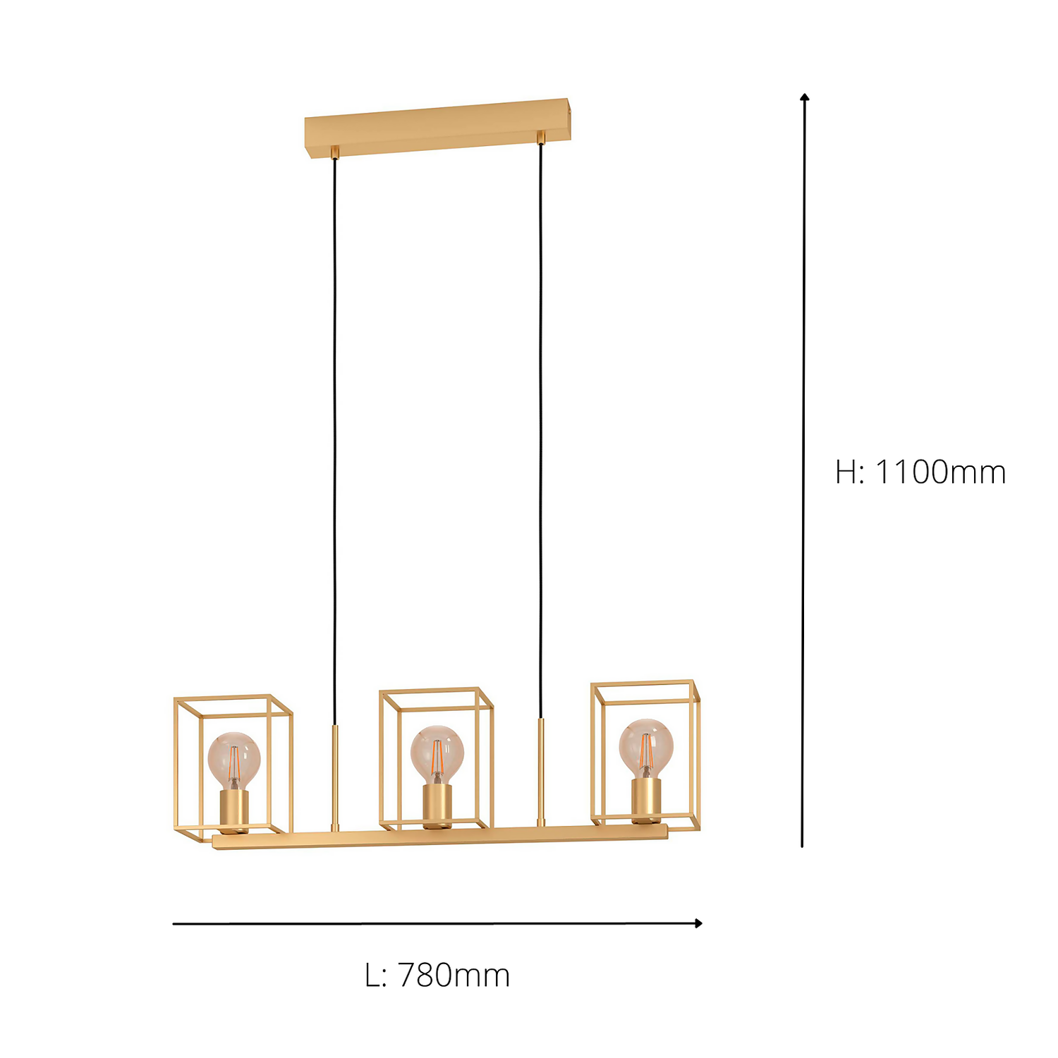 Eglo Cumiole 3 Lamp Diner Bar Light - Gold - Image 4