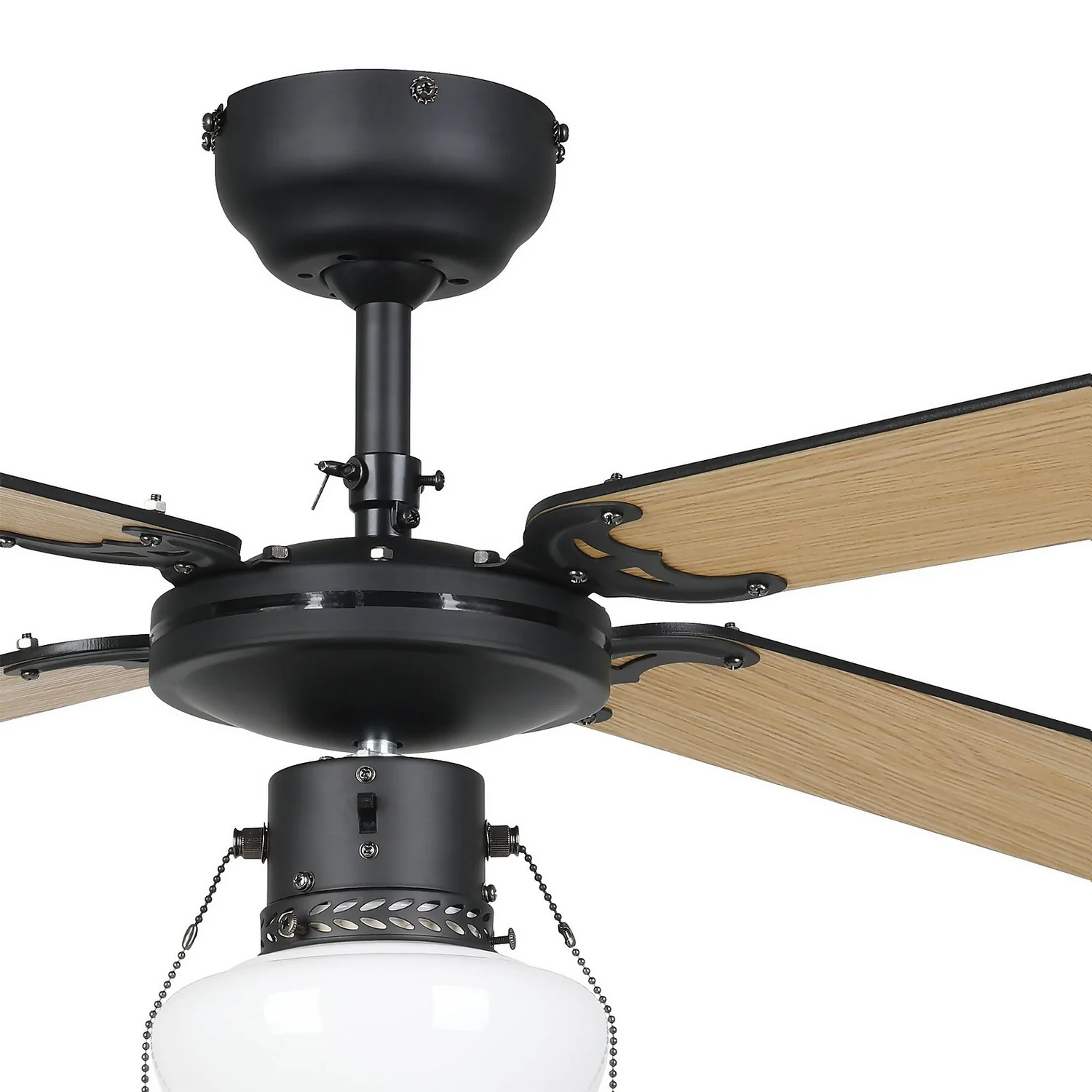 Eglo Fortaleza Ceiling Fan With Light - Matt Black & Wood - Image 4
