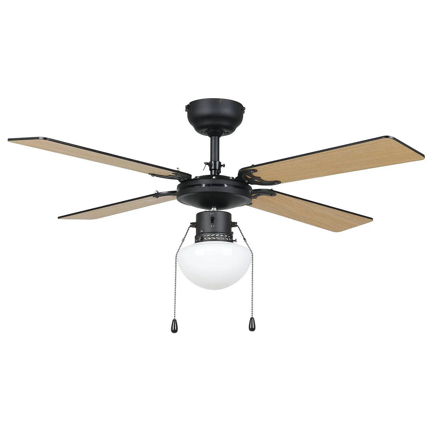 Eglo Fortaleza Ceiling Fan With Light - Matt Black & Wood - Image 3