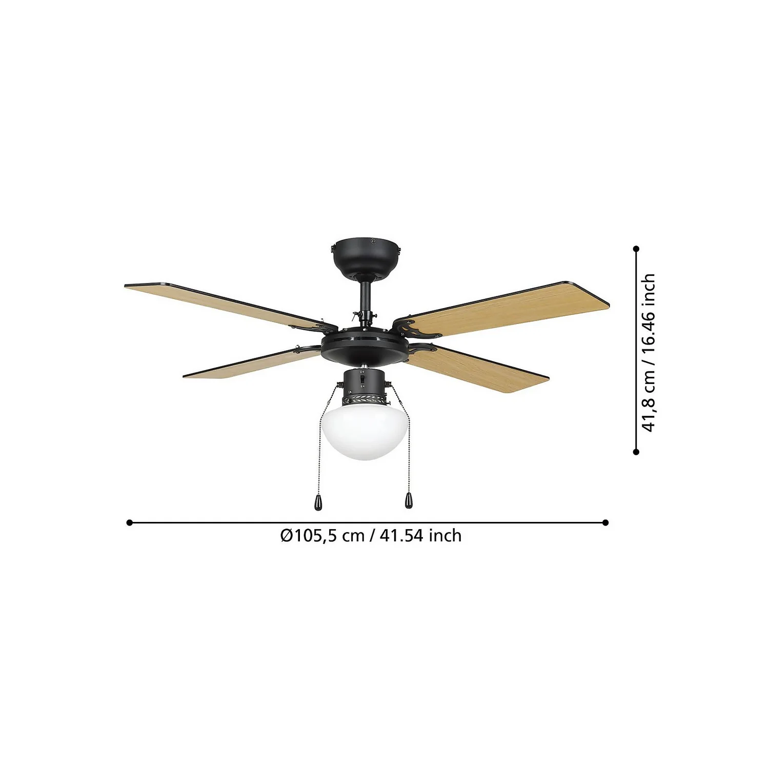 Eglo Fortaleza Ceiling Fan With Light - Matt Black & Wood - Image 5